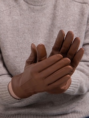 Totes Brown 3 Point Smartouch Winter Leather Gloves - Image 1 of 2