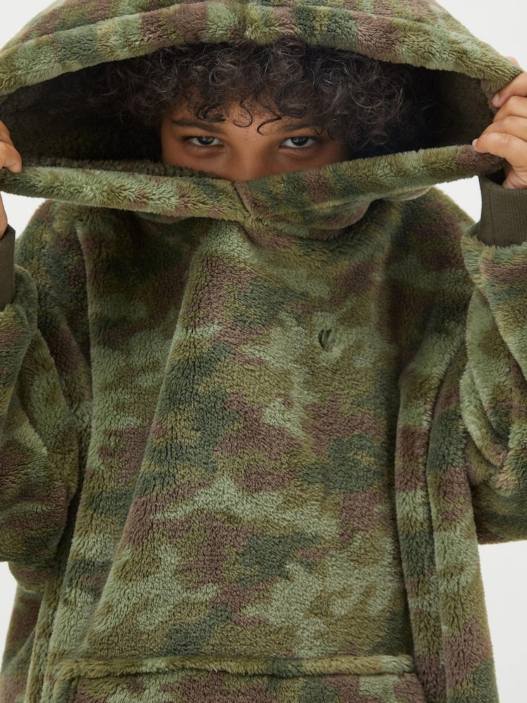 FatFace Green Oversized Camo Hoodie - Image 3 of 5