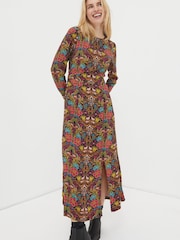 FatFace Orange Haldon Art Floral Midi Dress - Image 1 of 6
