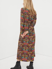FatFace Orange Haldon Art Floral Midi Dress - Image 2 of 6