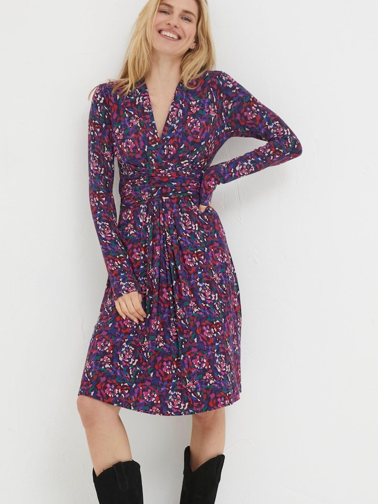 FatFace Purple Delphine Abstract Marks Dress - Image 1 of 6