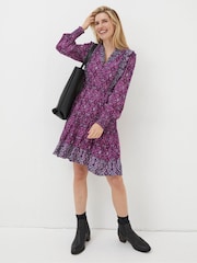 FatFace Purple Darcey Ikat Geo Dress - Image 1 of 4