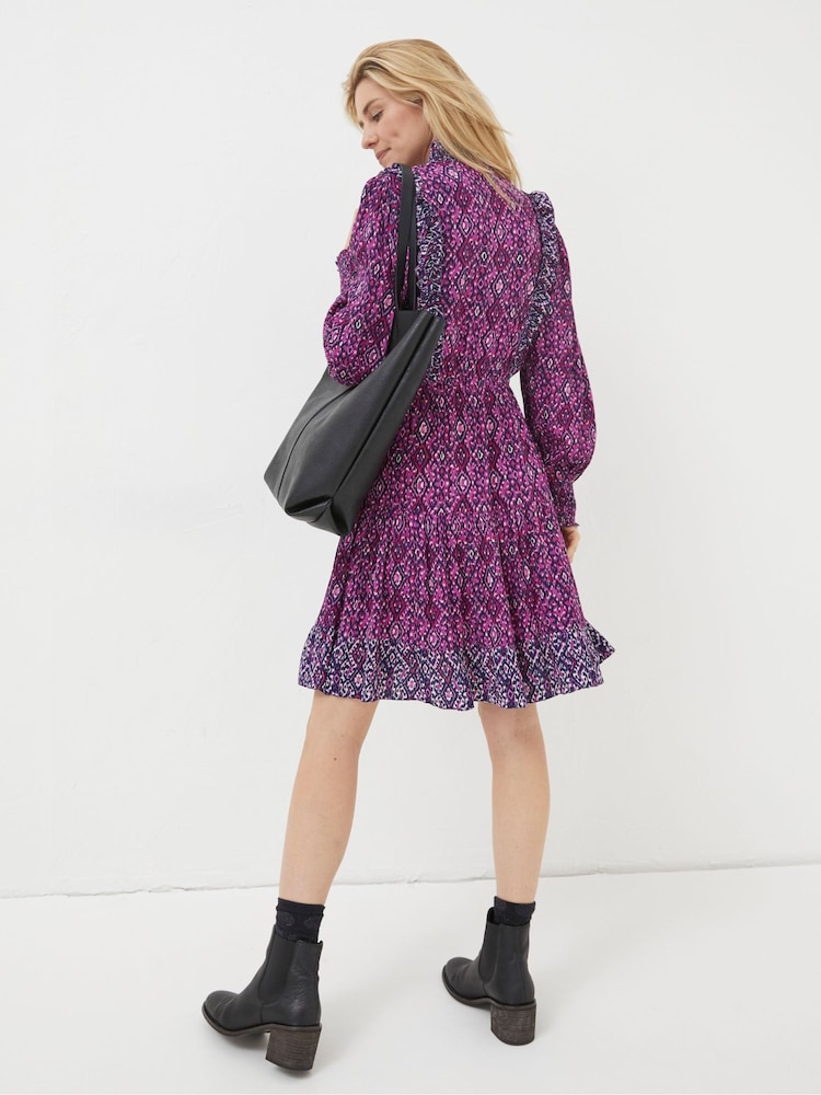 FatFace Purple Darcey Ikat Geo Dress - Image 2 of 4