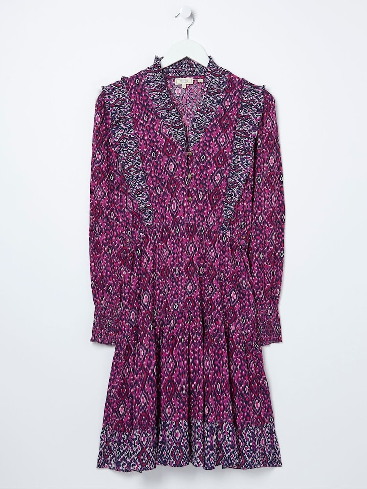 FatFace Purple Darcey Ikat Geo Dress - Image 4 of 4