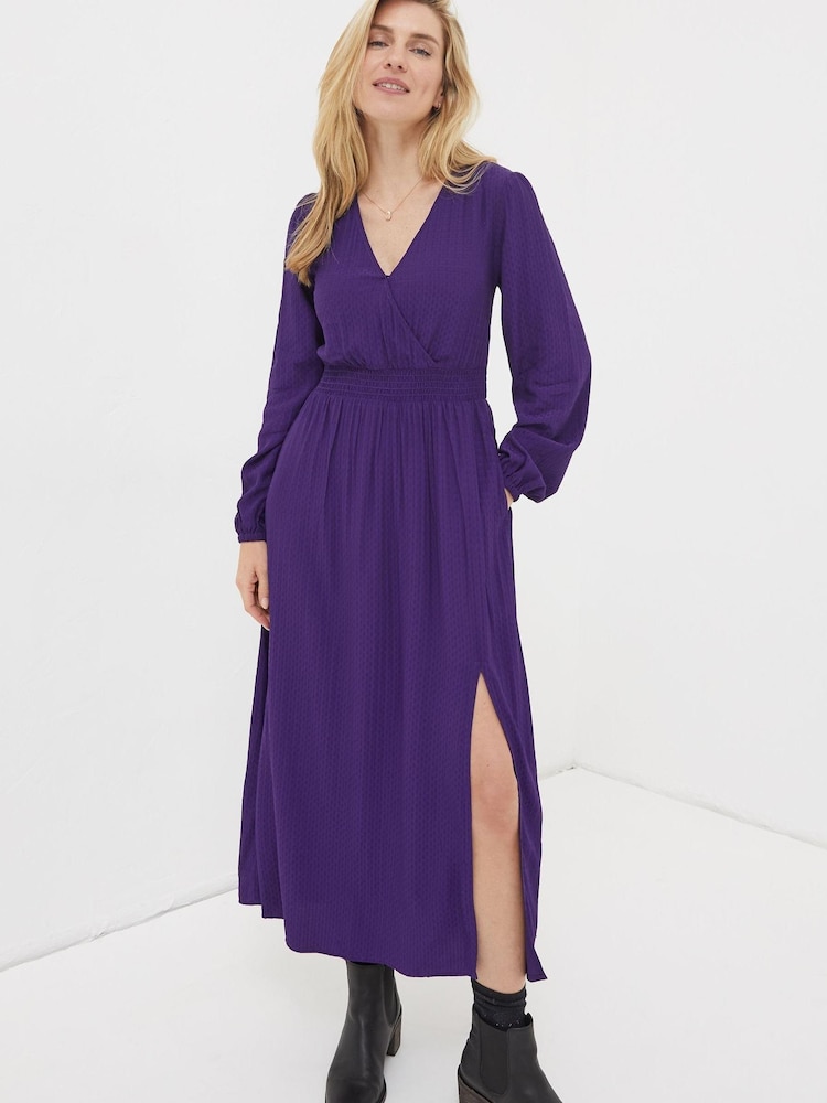 FatFace Purple Bennie Wrap Midi Dress - Image 1 of 1 FatFace Purple Bennie Wrap Midi Dress - Image 1 of 1