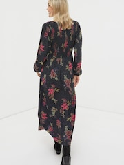 FatFace Black Bennie Floral Midi Dress - Image 3 of 6
