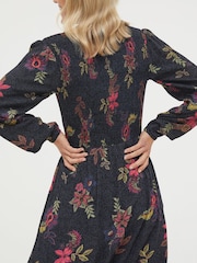 FatFace Black Bennie Floral Midi Dress - Image 5 of 6