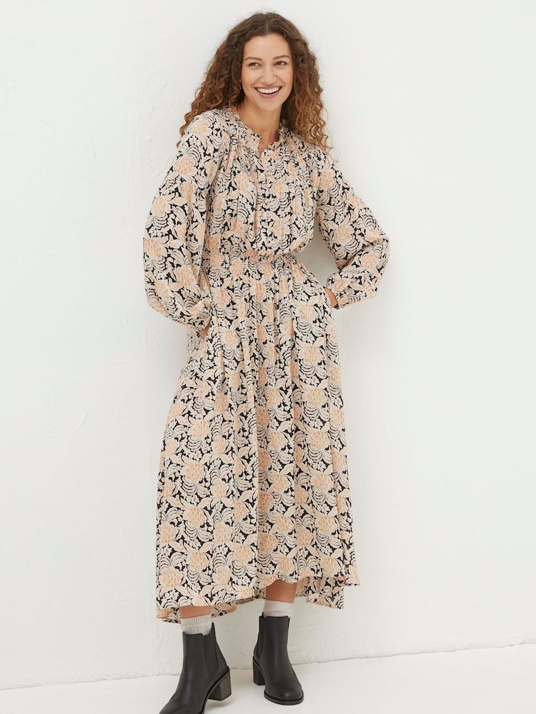 FatFace Black Beth Damask Floral Maxi Dress - Image 1 of 6