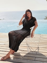 Black Stitch Detail Kimono Dress - Image 3 of 10