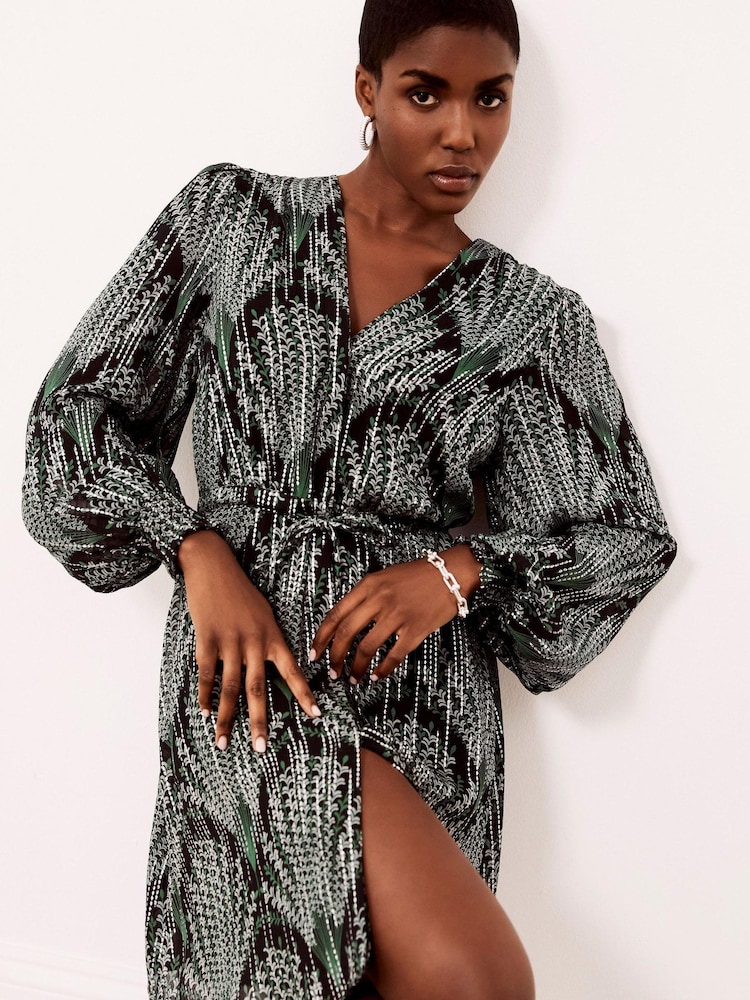 Mint Velvet Green Jacquard Mini Dress - Image 2 of 4