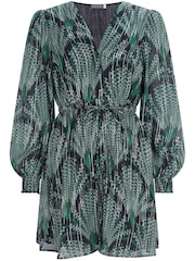 Mint Velvet Green Jacquard Mini Dress - Image 3 of 4