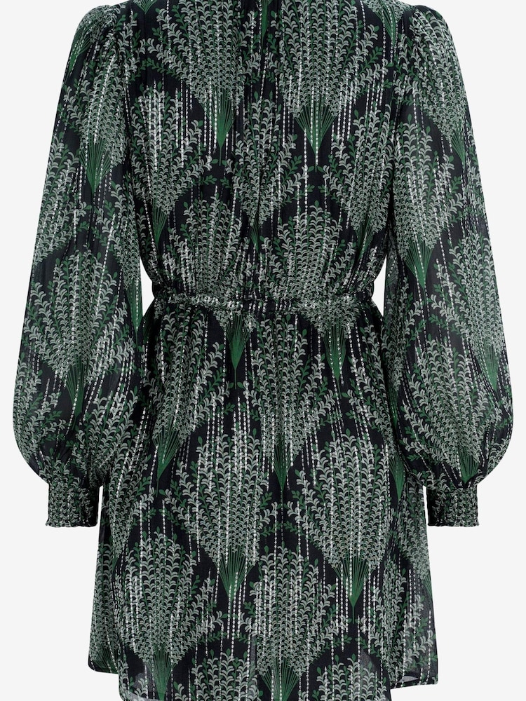 Mint Velvet Green Jacquard Mini Dress - Image 4 of 4