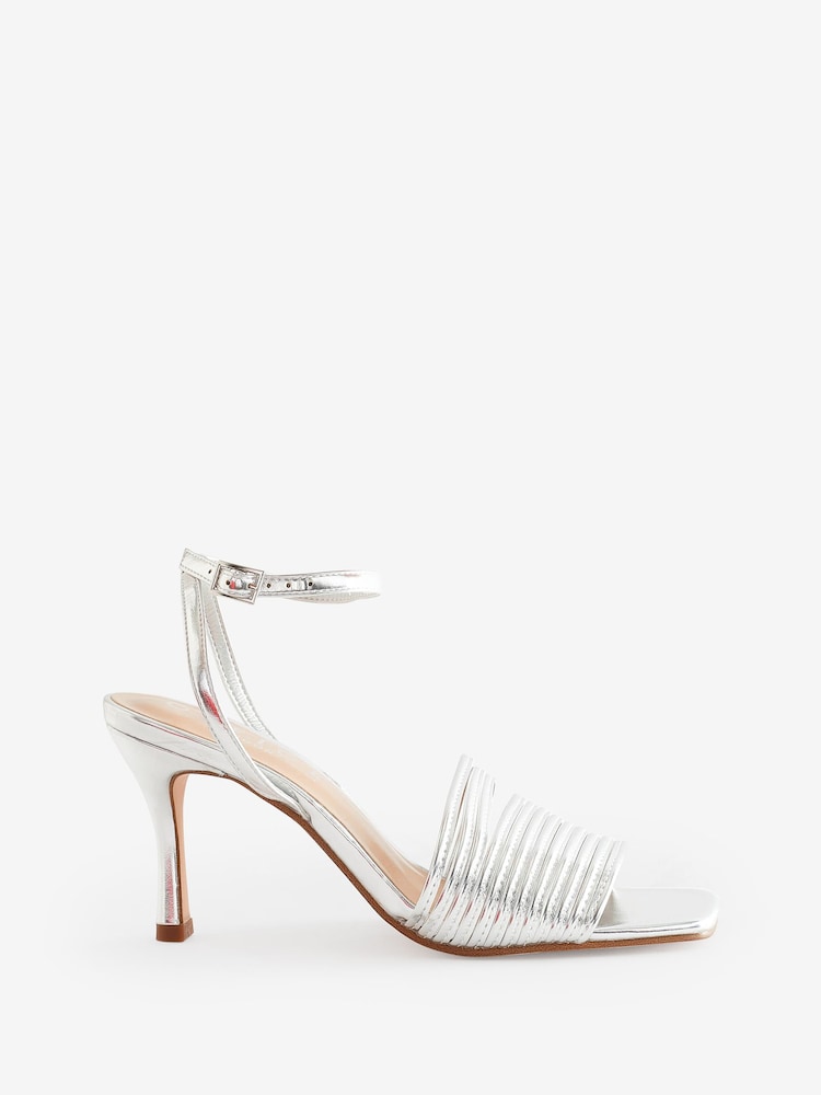Office Silver Multi Strappy Heeled Sandals - Image 1 of 5