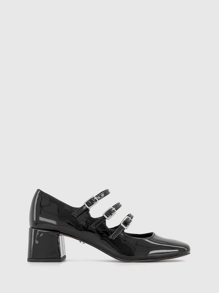Office Black Multi Strap Mary Jane Block Heel Shoes - Image 1 of 4