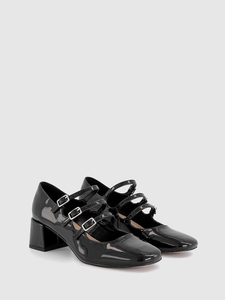 Office Black Multi Strap Mary Jane Block Heel Shoes - Image 2 of 4