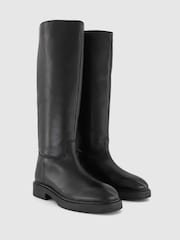Office Black Leather Pull On High Leg Boots - Image 3 of 4