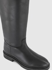 Office Black Leather Pull On High Leg Boots - Image 4 of 4