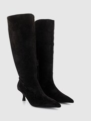 Office Black Suedette Kitten Heel Knee High Boot - Image 2 of 4