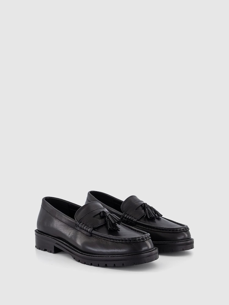 Office Black Leather Tassle Loafer - Image 2 of 3