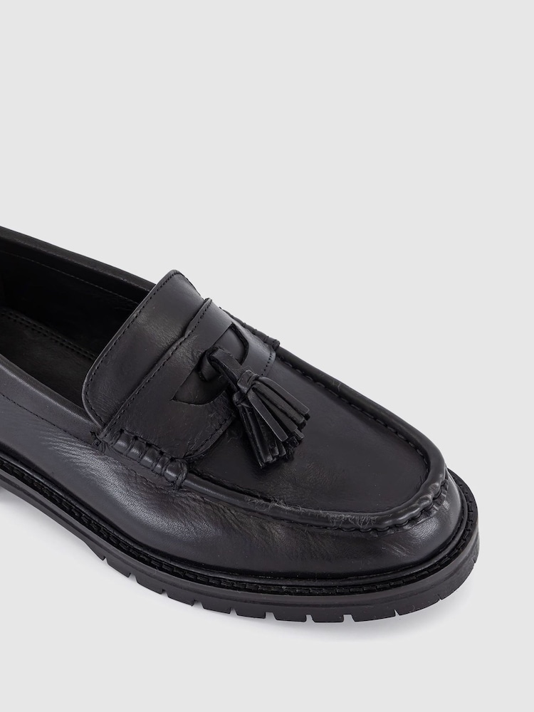 Office Black Leather Tassle Loafer - Image 3 of 3