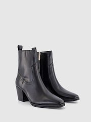 Office Black Leather Western Ankle Boots - Image 1 of 4
