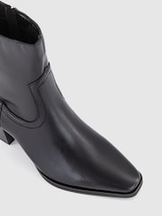 Office Black Leather Western Ankle Boots - Image 4 of 4