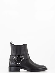 Office Black Leather Chelsea Boots With Lug Sole & Hardware - Image 1 of 3