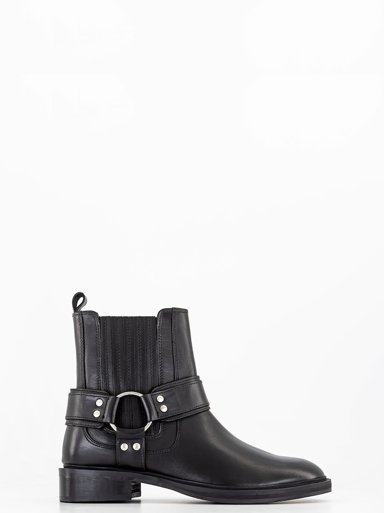 Office Black Leather Chelsea Boots With Lug Sole & Hardware - Image 1 of 3