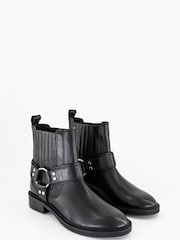Office Black Leather Chelsea Boots With Lug Sole & Hardware - Image 2 of 3