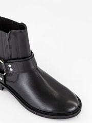 Office Black Leather Chelsea Boots With Lug Sole & Hardware - Image 3 of 3