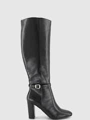 Office Black Block Heel High Leg Boot With Buckle Detail - Image 2 of 4