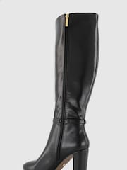 Office Black Block Heel High Leg Boot With Buckle Detail - Image 3 of 4