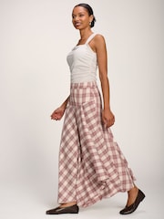 Jolie Moi Pink Asymmetric Check Maxi Skirt - Image 2 of 6
