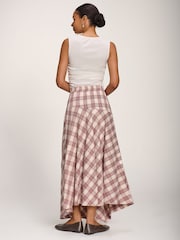 Jolie Moi Pink Asymmetric Check Maxi Skirt - Image 6 of 6