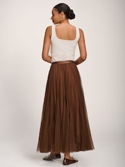 Jolie Moi Brown Tulle Godet Maxi Skirt - Image 5 of 6