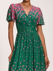Verde - Jolie Moi Mesh Mânecă scurtă  Midaxi Rochie - Imaginea 3 din 6