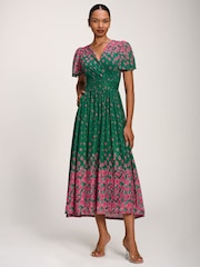 Verde - Jolie Moi Mesh Mânecă scurtă  Midaxi Rochie - Imaginea 5 din 6