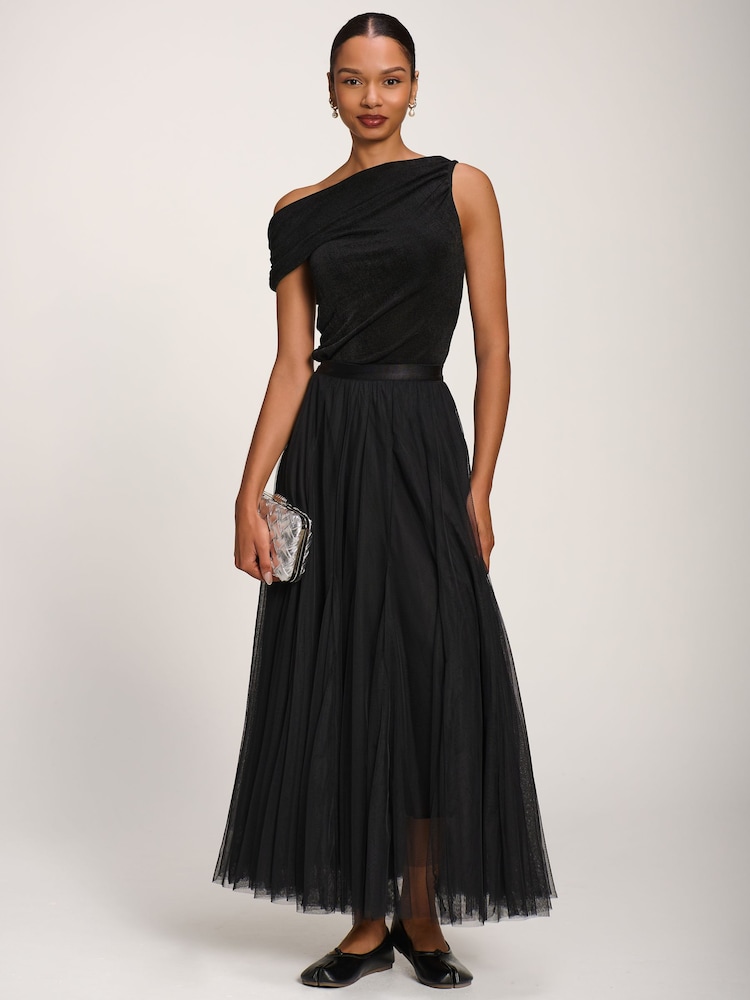 Jolie Moi Black Tulle Godet Maxi Skirt - Image 1 of 6 Jolie Moi Black Tulle Godet Maxi Skirt - Image 1 of 6