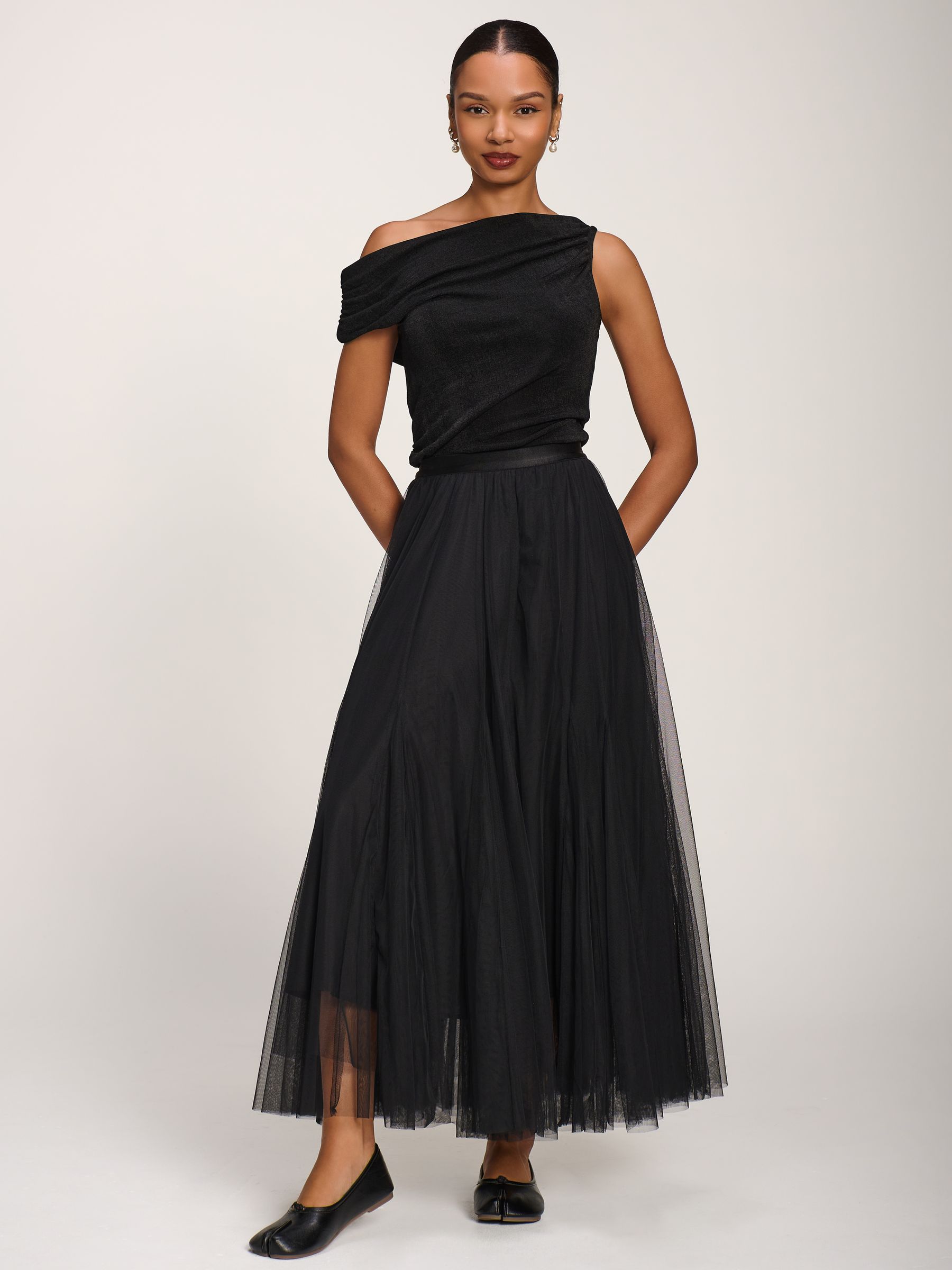 Buy Jolie Moi Black Tulle Godet Maxi Skirt from Next USA