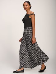 Jolie Moi Black Plaid Asymmetric Maxi Skirt - Image 4 of 6