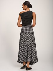 Jolie Moi Black Plaid Asymmetric Maxi Skirt - Image 5 of 6