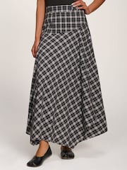 Jolie Moi Black Plaid Asymmetric Maxi Skirt - Image 6 of 6