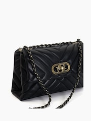 Dune London Black Chrome Small Regent Quilted Shoulder Bag - Image 4 of 6