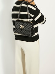 Dune London Black Chrome Small Regent Quilted Shoulder Bag - Image 5 of 6