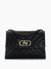 Dune London Black Chrome Small Regent Quilted Shoulder Bag - Image 6 of 6