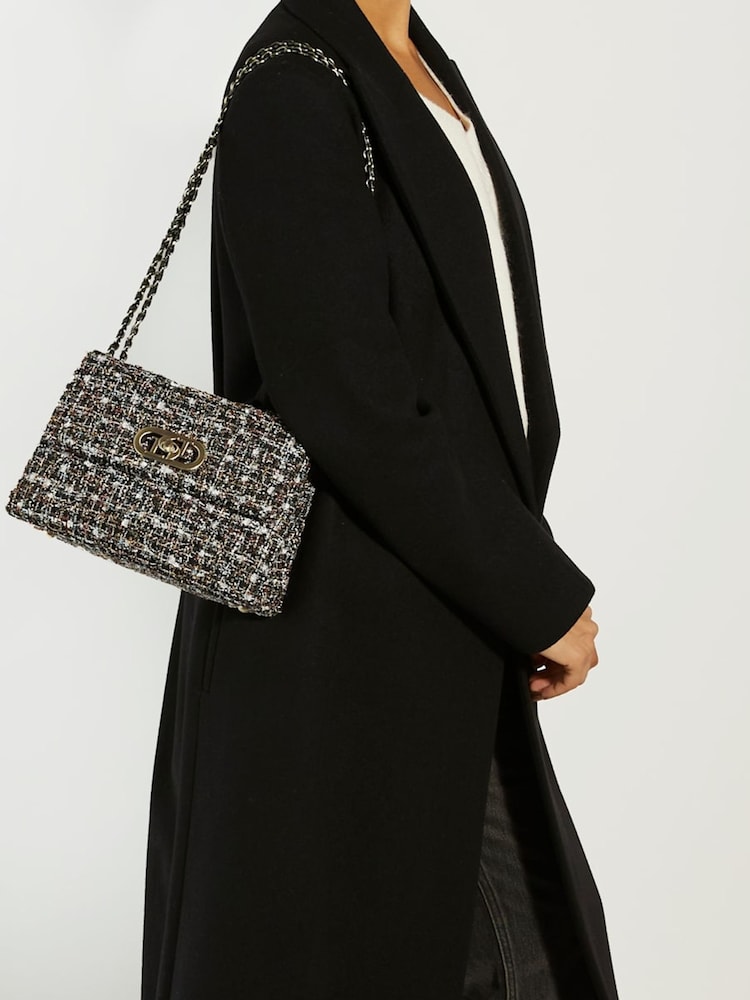 Dune London Black Small Regent Quilted Shoulder Bag - Image 1 of 6 Dune London Black Small Regent Quilted Shoulder Bag - Image 1 of 6