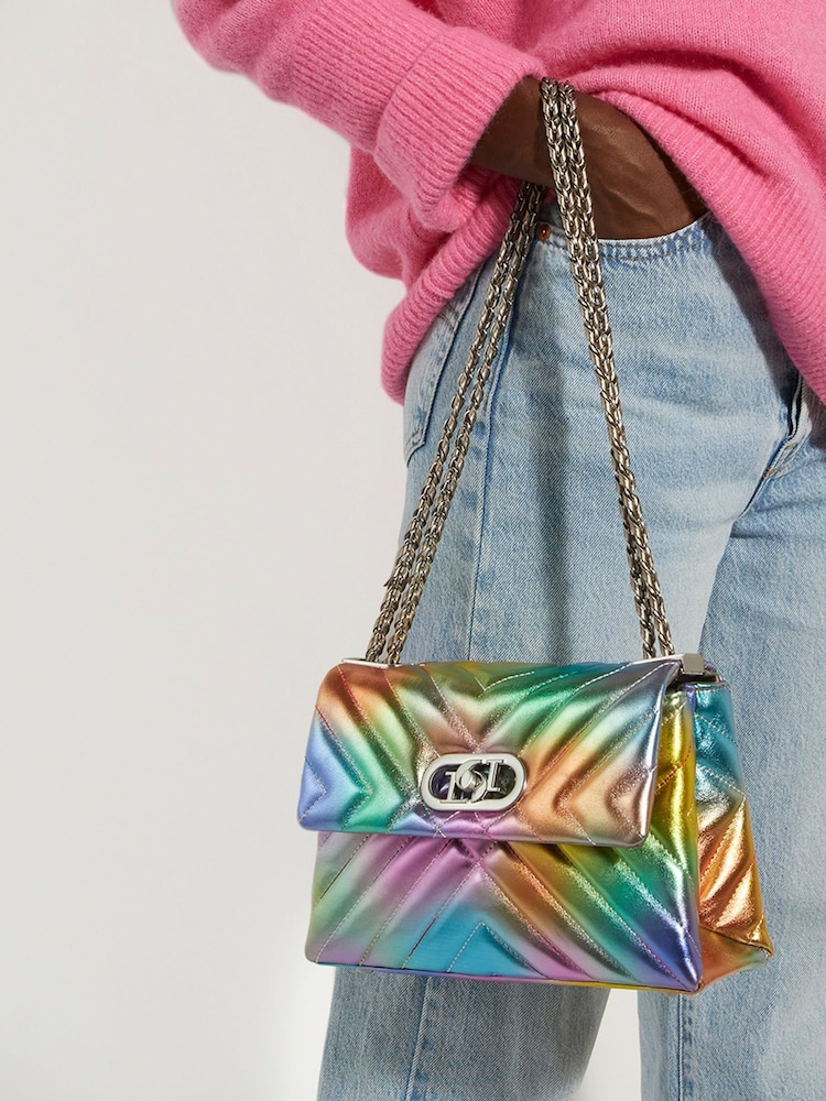 Dune London Multi Pink Small Regent Quilted Shoulder Bag - Image 1 of 4