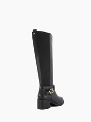 Dune London Black Wide Fit Tildy Strap Detail Knee-High Boots - Image 3 of 4