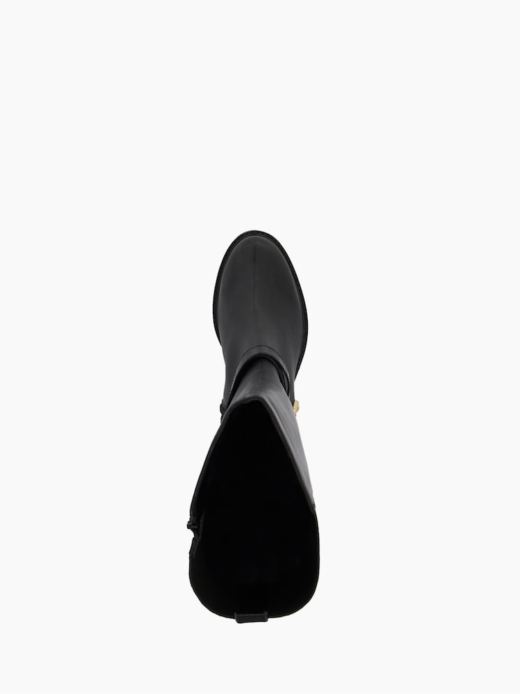 Dune London Black Wide Fit Tildy Strap Detail Knee-High Boots - Image 4 of 4