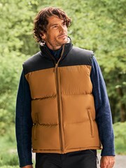 Mountain Warehouse Natural Mens Rock Water Resistant Borg Lined Padded Gilet - Image 1 of 7